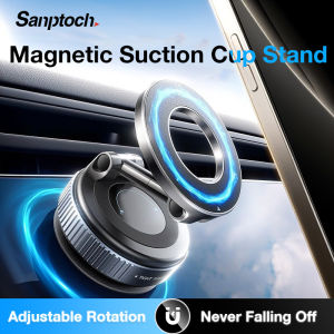 Sanptoch ขาตั้งสำหรับ iPhone โทรศัพท์แม่เหล็กถ้วยดูดสุญญากาศพับได้Samsung โทรศัพท์ Oppo Vivo สมาร์ทโฟน360 ° ปรับได้ที่วางโทรศัพท์ที่วางที่บังแดดหน้ารถยนต์
