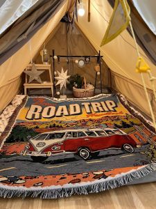 Road Trip Camping Blanket Outdoor Atmosphere Decorative Leisure Polyester Cotton Home Decoration Sofa Blanket Picnic Mat
