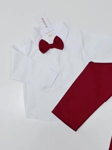 1 2 3 4 5 6 7Y Boy Christmas Outfit White Shirt+Star Printed Strap Set Children Autumn Formal Gentleman Wedding Flower Costume