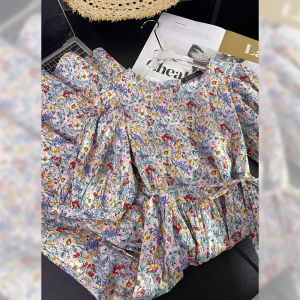 PAIBOLI | Gentle Sweet Vintage Floral Square Neck Puff Sleeve Dress
