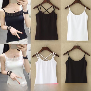 Camisole Womens Underwear Internet Hot Korean Style plus Size Outer Wear Inner Wear Easiest for Match 1-2 Pieces Student Thin Strap Bottoming Shirt