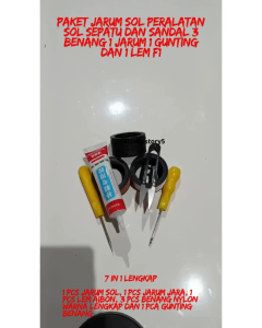 Paket Jarum Sol Peralatan Sol Sepatu Dan Sandal 3 Benang 1 Jarum 1 gunting Dan 1 Lem F1