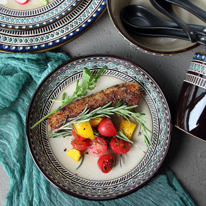 OMK American retro Ceramic Oval Fish Plate Long Strip Plate