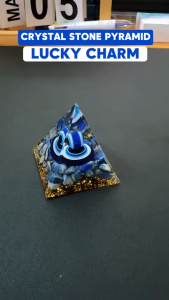 Blessed Evil Eye Protection Pyramid Crystal Stone Drop Glue Resin Fortune Lucky Charm Home Office Decor Crafts