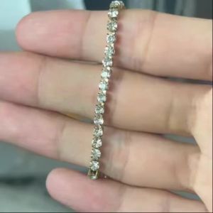 18K Gold Plated Tennis Bracelet Stainless Steel Micro Setting Crystal Chain Bracelet for Women