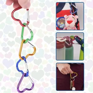 10-100PCS Heart Shaped Carabiner Aluminum Alloy Clip for Backpack Water Bottle Keychain Outdoor Hiking Climbing Accessories
