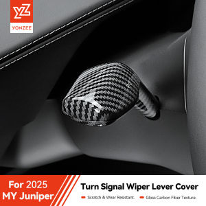 YZ For Tesla Model Y 2025 Juniper Carbon Fiber Gear Shift Cover ABS Steering Lever Handle Protection Shifter Shell Car Decor