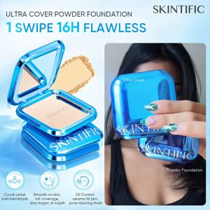 [PROMO] SKINTIFIC - Ultra Cover Powder Foundation 9g | Two Way Cake Pressed Powder Matte Memberikan efek pore blurring dan coverage tinggi dalam satu swipe Invisiblur All Day Loose Powder Menjaga ketahanan makeup dan menahan minyak selama 16 jam
