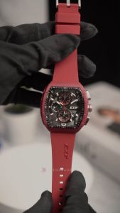 Jam Tangan Pria Expedition Chronograph Eco Ceramic EXP EX 6782 MCRSSREDG-EC Black Dial Red Rubber Strap