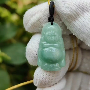 Natural Type A Jadeite Laughing Buddha Pendant 🌱🪨 | Office Feng Shui Essential for Decision-Makers (Sku: pendant443)