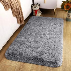 VIKAMA ChildrenS Room Mat Home Decor Living Room Mat Tie-Dye Gradient Silk Wool Carpet Entry By Mat Plush Soft Fluffy