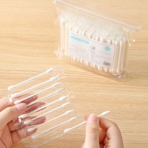100 Count Disposable Cotton Swabs with Double Heads Travel Portable Independent Packaging for Home & Travel Use