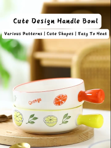 Snug Ceramic Material Cute Bowl With Single Handle Design Instant Noodle Bowl INS Style Cute Design