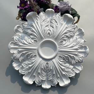 PU Polyurethane Material Imitation Plaster Lamp Panel Living Room Chandelier Ceiling Crystal Lamp Holder Disc Carved Lamp Panel