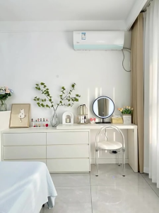 SereneWood โต๊ะเครื่องแป้งสไตล์อินส์ โต๊ะเครื่องแป้งสไตล์ยุโรป โต๊ะแต่งหน้า โต๊ะเครื่องแป้งไม้ หลากหลายฟังก์ชั่น การประกอบอย่างง่าย ลิ้นชักหลายชั้น