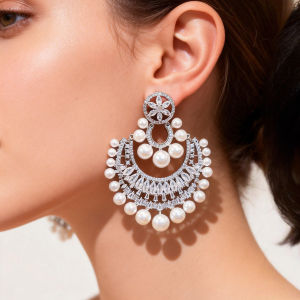SEQUITO Personality Modern Brides Costume Jewellery Pearl Chandelier Shape Silver Plated Drop Earrings Anniversary Jewelry SE1028