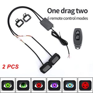 Devil Eyes LED Light Dynamic Screen 12-36V Motorcycle Mirror 6 Modes for Motorcycle Decorative Lights Car Headlight Accessories