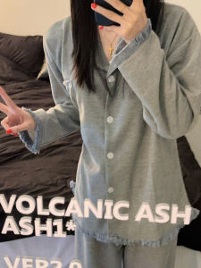 Gray Large Size Flannel Sleepwear Womens Spring Autumn Long Sleeve Fashion Loose Can Wear Outdoors Simple Two-Piece Set Home Clothes