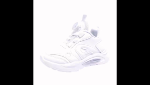 Shoe-Mosaic รองเท้าผ้าใบเด็กชาย ดีไซน์หนังสีขาวล้วน ใช้ระบบหมุนแทนเชือกผูกรองเท้า ขนาด 26-37 ของใหม่ A030