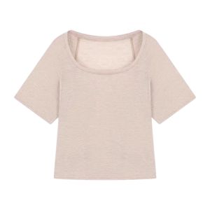 YUEZHONGWEI | French Style U-Neck Short Sleeve T-Shirt Women Summer Loose Design Sense Layering Half Sleeve Cover Up Top Commute Style Pure Color