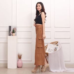 Rok Panjang Maxi Cargo Skirt Bahan Premium Korean SoftJeans MONDAE