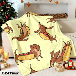 Beast Kingdom | Hotdog Pups Winter Summer Flannel Blanket Throw Fleece Soft Fuzzy Plush Cozy Fleece Blankets for Sofa Ideal Gifts