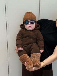 Autumn Winter Hooded Thin Fleece Onesie