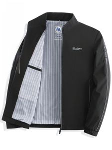 ROMON | Lormen Mens Administrative Jacket Spring Autumn New Fashion Loose Casual Stand Collar Workwear Windproof Outerwear Coat