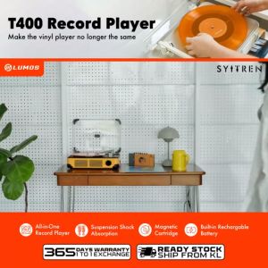 Syitren T400 Bluetooth Record Turntable Player 20w Speaker with All-in-One Record&Bulit-in Rechargable Battery&33/45rpm