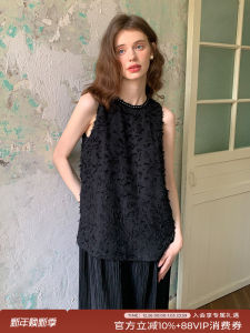 Black French Style Hepburn Sleeveless Fake Two-Piece Dress Womens Summer Hanging Neck High-End Long Dress Bamboo Yi Yi