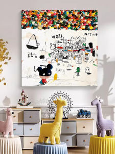 Modern Abstract Graffiti Texture Hand-Painted Oil Canvas Square Decorative Art for Living Room Villa Entrance Minimalist Style