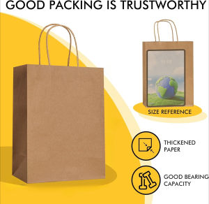 Colorful Gift Bags Kraft Paper Gift Bags with Handles Bulk for Wedding Party Favor Grocery Merchandise Medium Paper Sacks