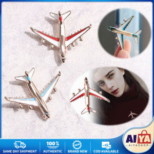 Statement Airplane Brooch for Men Jewelry Blue Enamel Gold-color Metal Brooches Pin Fighter Aircraft Model Jewelry