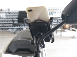 Mobile phone holder suitable for motorcycle electric scooters with wires that can be connected to the inside of the car for phone charging. Available in multiple colors