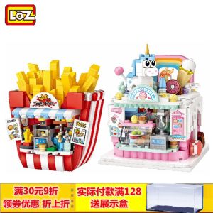 Mini Playground Burger Fries Cake Shop Building Blocks Toys for Girls Small Particle Snap Together Toys LOZ Smart Little Parts
