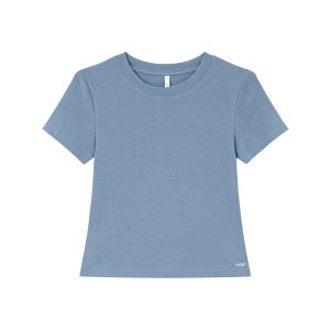 Multi-color Round Neck Letter Embroidery Short Sleeve Fitted T-Shirt