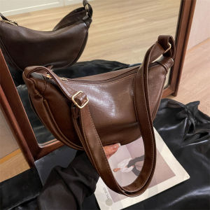 Vintage PU Leather Crossbody Bag Womens New Trendy Dumpling Bag Lightweight Small Shoulder Armpit Bag Casual Shoulder Crossbody
