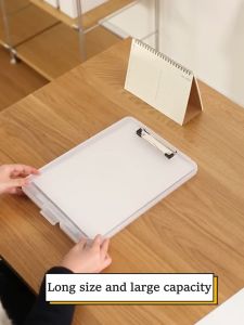 Long Clipboard with Storage File Box File Case File Folder Organizer Document Box with Clip Board Clip Open 2in1