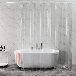 PEVA Shower Curtain Waterproof Plastic Clear Bath Curtains Transparent/Colorful Bathroom Curtains Mildew Home Luxury with Hooks