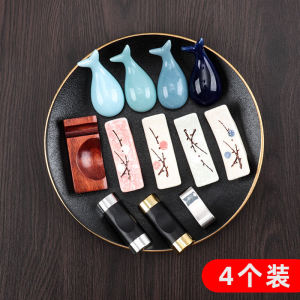 ชั้นวางตะเกียบเซรามิก 4 ชิ้น สำหรับโรงแรมและบ้าน ชั้นวางตะเกียบแบบญี่ปุ่น หมอนรองตะเกียบ ชั้นวางตะเกียบแบบทันสมัย