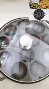 Khuôn Bánh Khọt Chống Dính vạn lợi Loại Dày Cao Cấp Có Nắp kính - nắp inox( 8-10 - 12 lỗ )