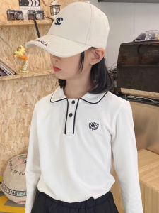 Spring Autumn Childrens Long Sleeve Cotton Polo Shirt Warm Base Layer Top Inner Wear Collared T White Kids Clothing