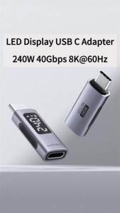 Hagibis | Hagibis LED Display 240W USB C Adapter Type C to USB C USB4 Connector 40Gbps 8K 60Hz for Thunderbolt 4/3 iPhone 15/16/17 Macbook