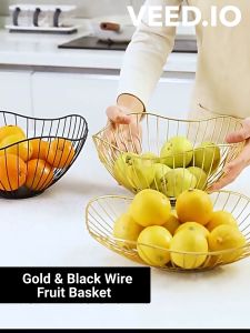 Gold and Black Wire Fruit Basket Fruit Bowl Nordic Style Home Decor