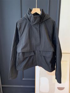 Stylish Short Hooded Jacket Womens Coat High Quality Material Commute Friendly Loose Fit Regular Thickness Cotton Blend