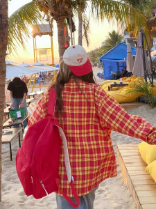 Áo Khoác Sơ Mi Kẻ Caro Phong Cách Mỹ Cổ Điển Dành Cho Nữ Dáng Rộng Tay Dài Trang Phục Mùa Hè Áo Khoác Ngoài Thêu