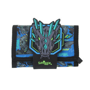 Austria Smiggle กระเป๋าสตางค์ของเด็กสีฟ้าเด็กผู้ชายเท่ที่เก็บกระเป๋าสตางค์หนังมังกรกลสามชั้นกระเป๋าใส่บัตร Dompet Koin 5นิ้ว