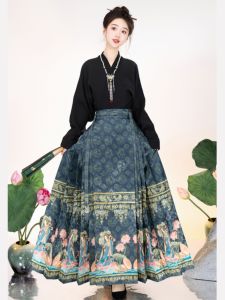 Original Hanfu Set Adult Womens Spring Autumn Style Slimming Traditional Chinese Costume Horse Tailed Skirt Ensemble