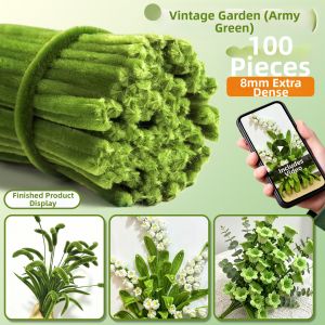 MINGZHUO | DIY Flower Bouquet Kit Green Pipe Cleaners