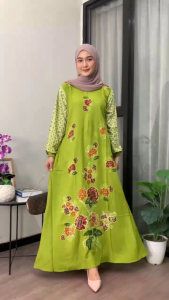 (COD) GAMIS KLOK ENCIM BUNGA BATIK CAP KOMBINASI BATIK TULIS
